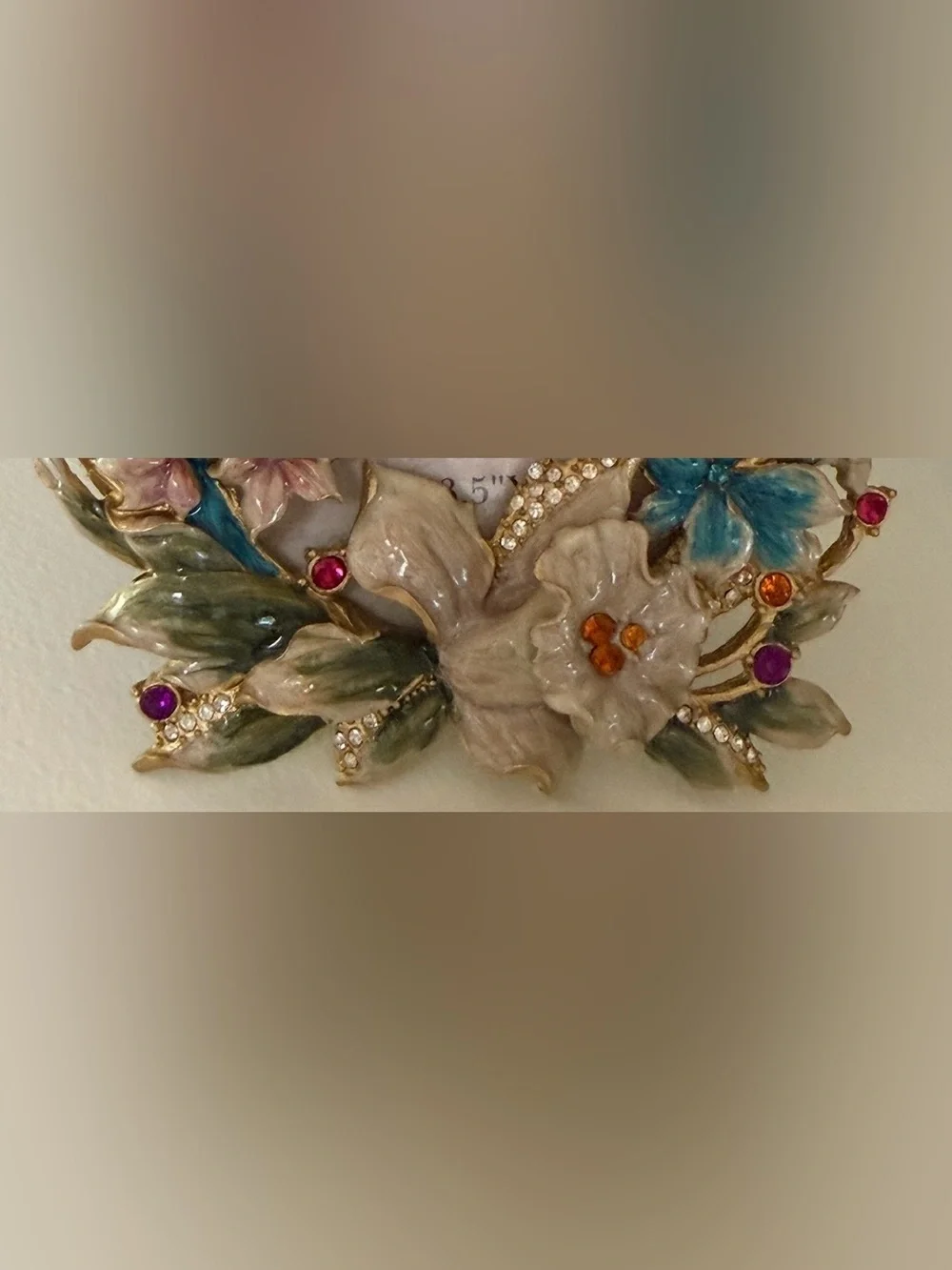 Vintage Ashleigh Manor Picture Frame with Lovely Florals & Rhinestones.
